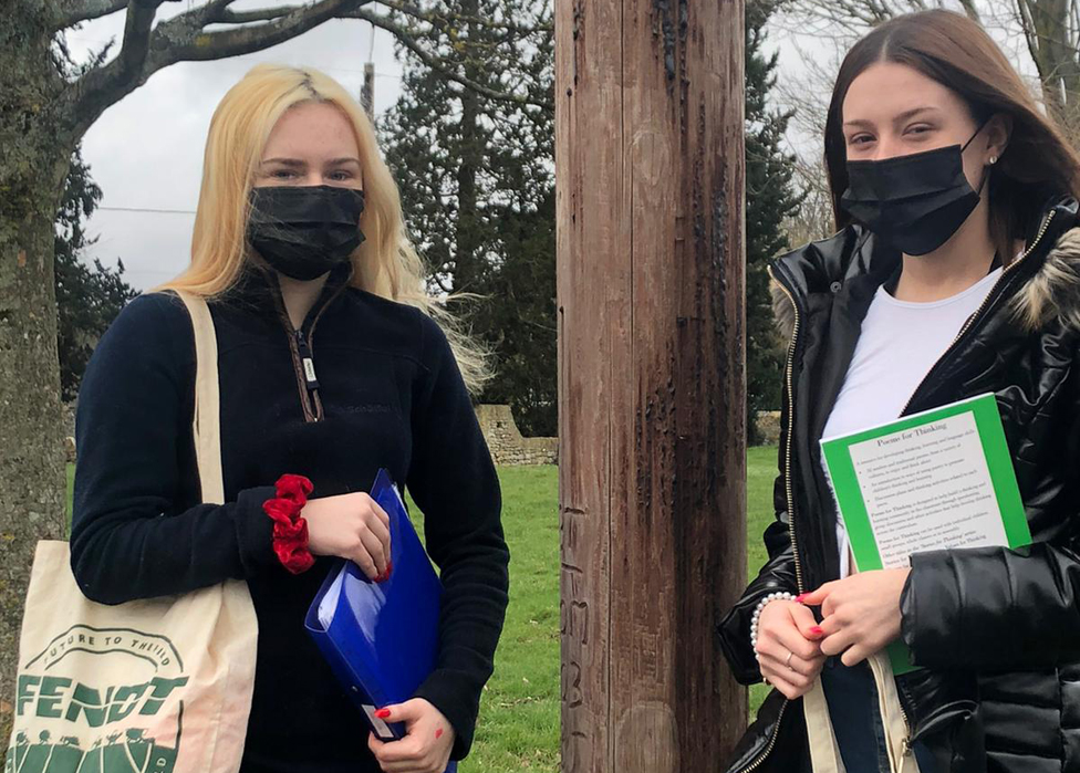 Students outdoors during lockdown